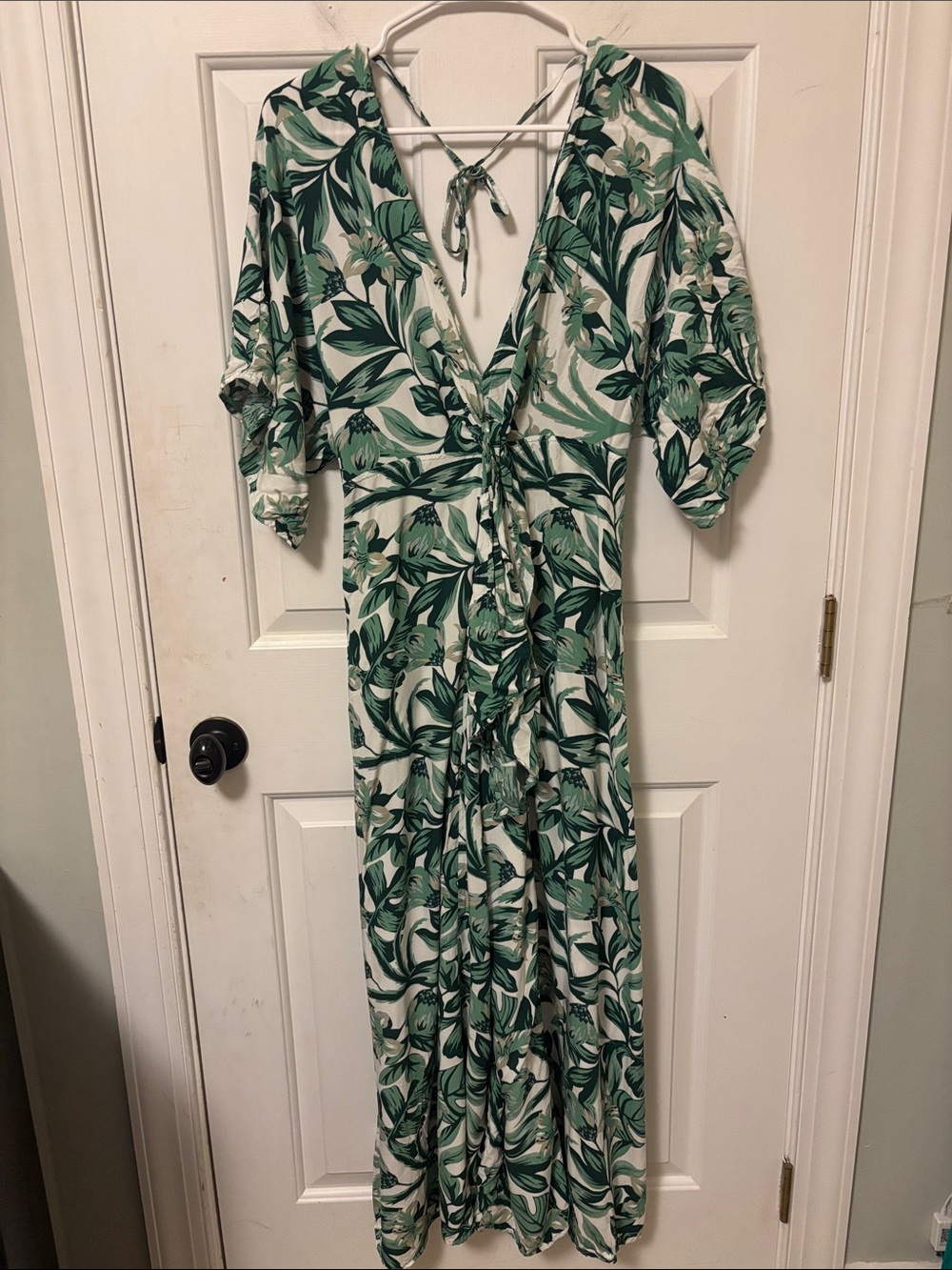 Baltic Born Green Leaf Print Wide Leg Jumpsuit
